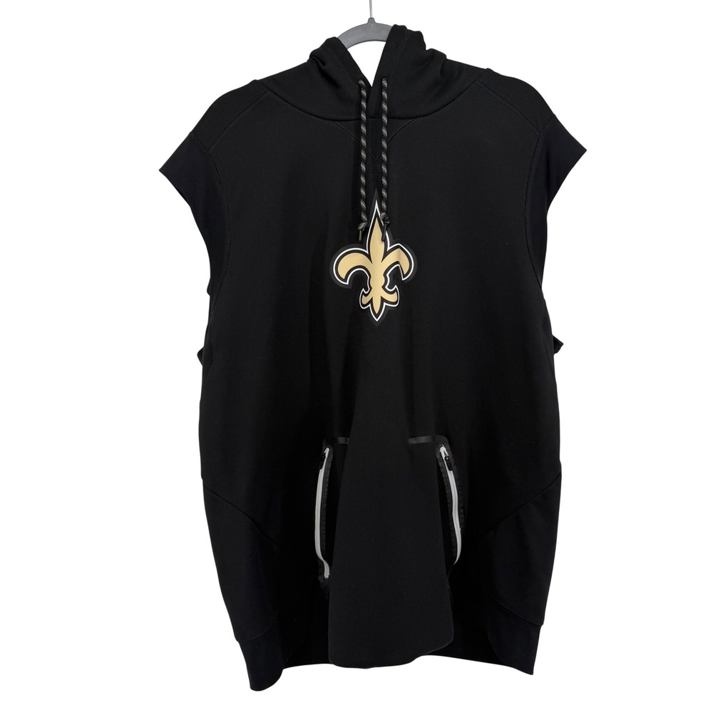 Nike NFL New Orleans Saints Sleeveless Hoodie Mens 2XL Black Dri-FIT Vest 837589